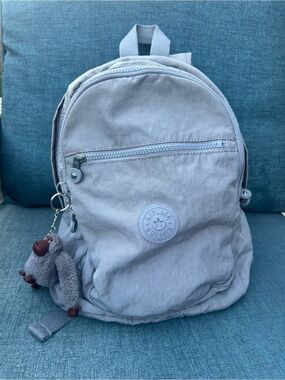SOLD - Kipling Challenger Mini Backpack Dove Grey Nylon School Monkey Keychain